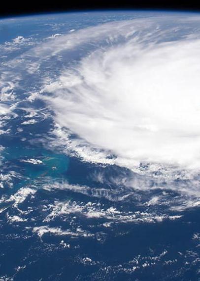 Hurricane from aerial view of earth, courtesy of NASA
